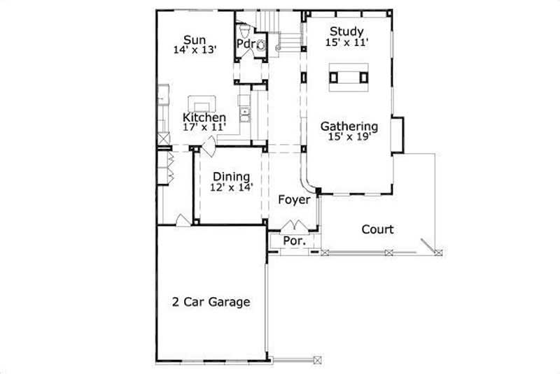Floor Plan First Story of Luxury Plan #156-2183