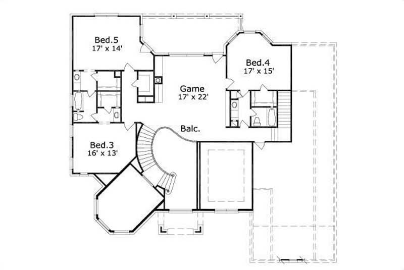 Floor Plan Second Story of Luxury Plan #156-2185