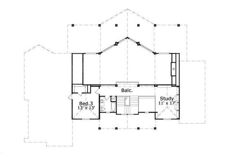 Floor Plan Second Story of Contemporary Plan #156-2186