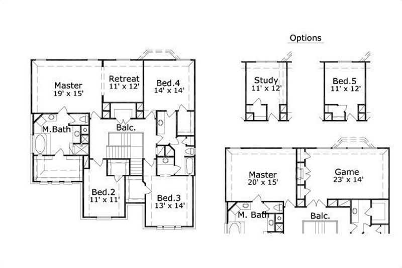 Floor Plan Second Story of Luxury Plan #156-2191