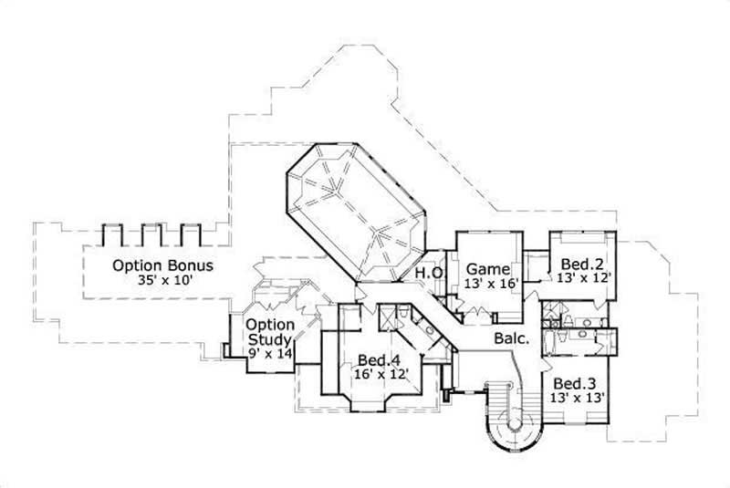 Floor Plan Second Story of Country Plan #156-2205