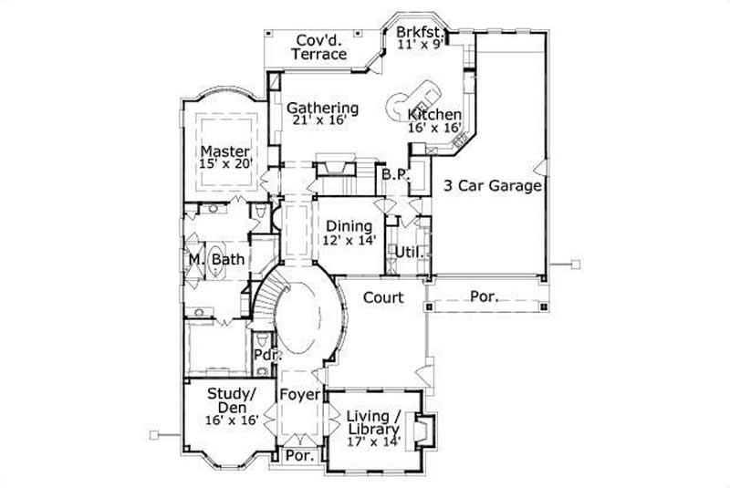 Floor Plan First Story of Luxury Plan #156-2207