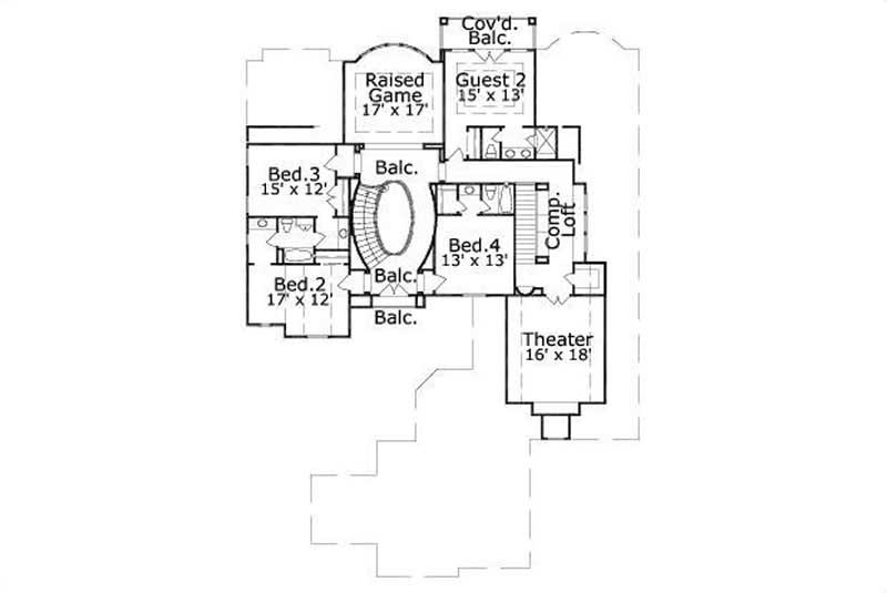 Floor Plan Second Story of Country Plan #156-2210