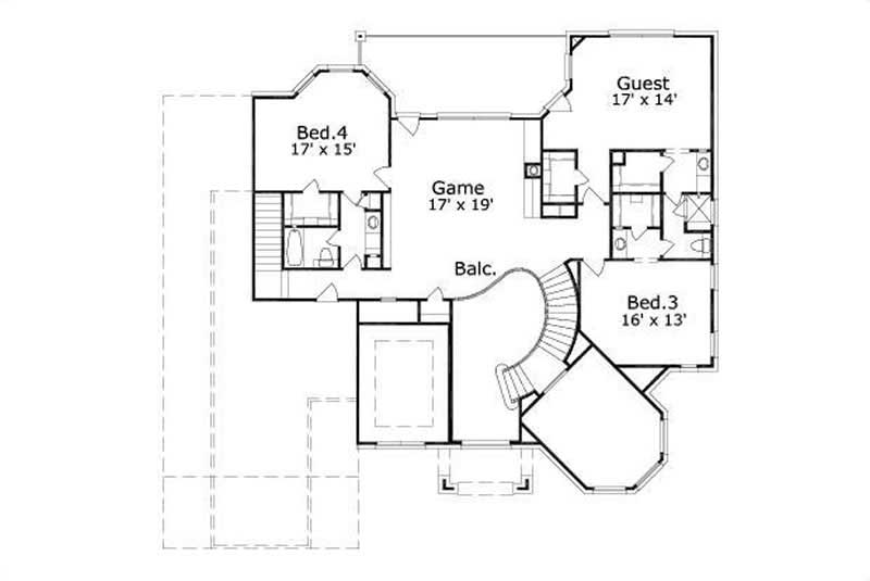 Floor Plan Second Story of Luxury Plan #156-2211