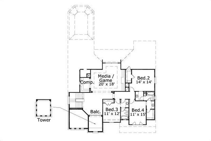 Floor Plan Second Story of Country Plan #156-2227