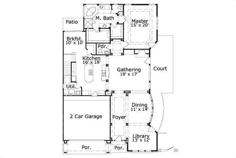 Floor Plan First Story of Traditional Plan #156-2229