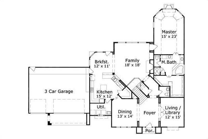 Floor Plan First Story of Luxury Plan #156-2232