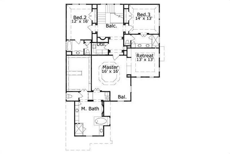 Floor Plan Second Story of Country Plan #156-2235