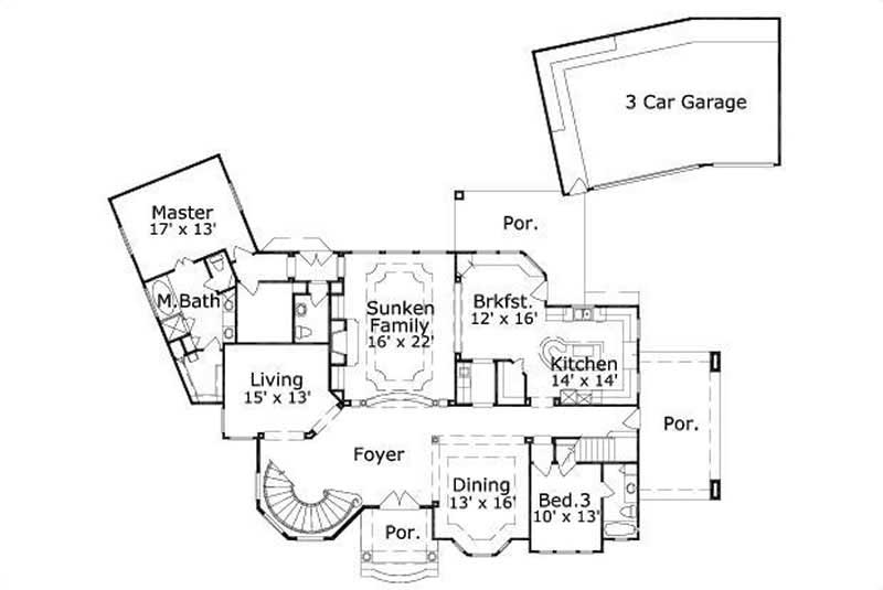 Floor Plan First Story of Luxury Plan #156-2243