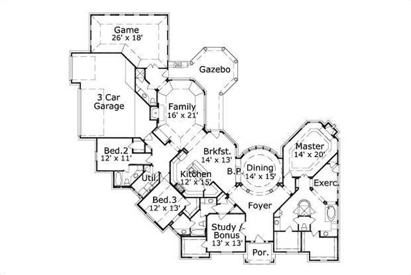 Floor Plan First Story of Country Plan #156-2245