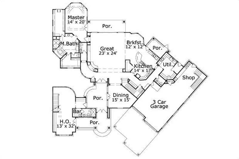 Floor Plan First Story of Luxury Plan #156-2246