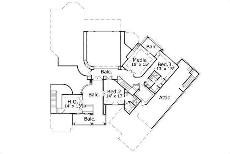 Floor Plan Second Story of Luxury Plan #156-2246