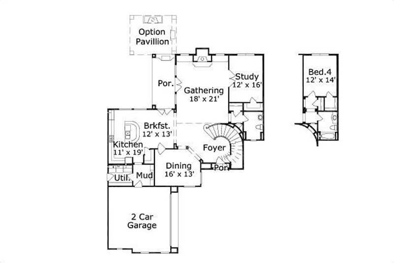 Floor Plan First Story of Luxury Plan #156-2249