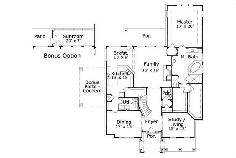 Floor Plan First Story of Country Plan #156-2256