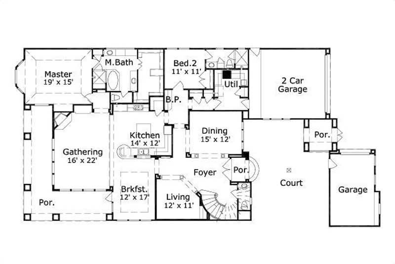 Floor Plan First Story of Luxury Plan #156-2271