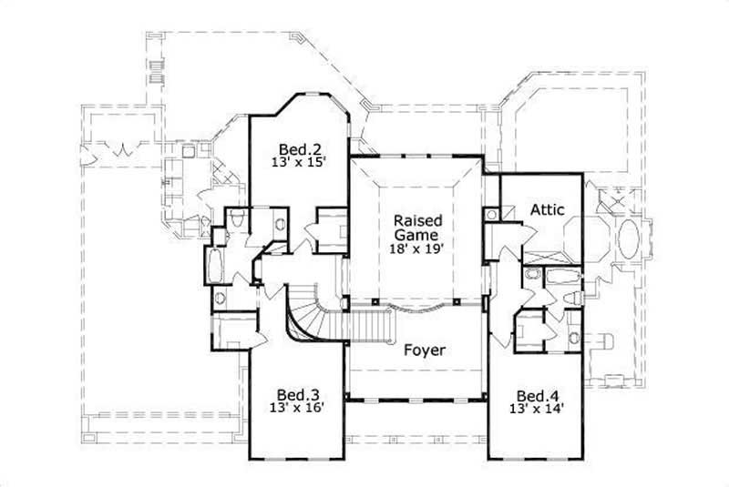 Floor Plan Second Story of Luxury Plan #156-2272