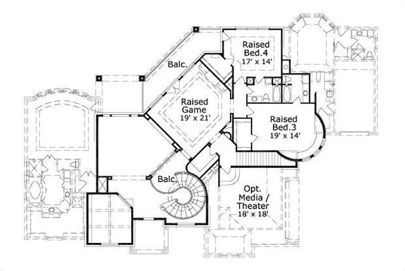 Floor Plan Second Story of French Plan #156-2278