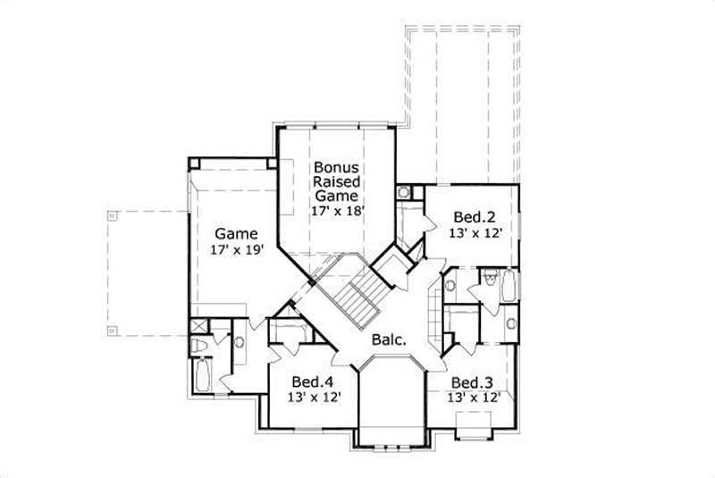 Floor Plan Second Story of Luxury Plan #156-2279