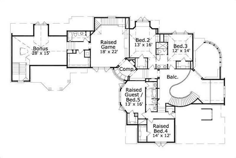 Floor Plan Second Story of Country Plan #156-2281
