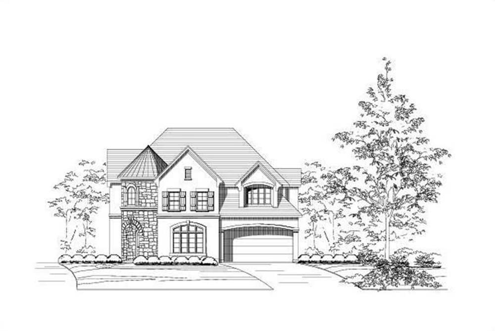 Front elevation of Tuscan home (ThePlanCollection: House Plan #156-2282)