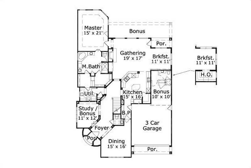 Floor Plan First Story of Plan #156-2282