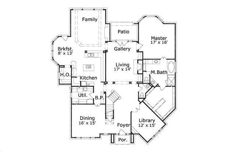 Floor Plan First Story of Luxury Plan #156-2284