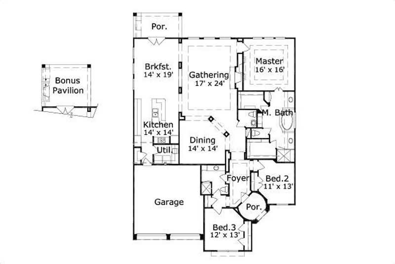 Floor Plan First Story of Ranch Plan #156-2288