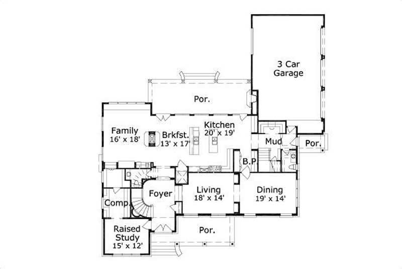 Floor Plan First Story of Luxury Plan #156-2290
