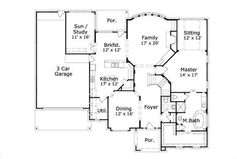 Floor Plan First Story of Luxury Plan #156-2291