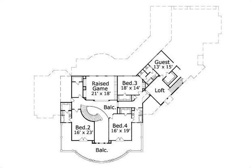 Floor Plan Second Story of Luxury Plan #156-2298