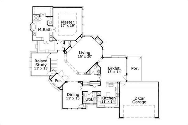 Floor Plan First Story of Country Plan #156-2300