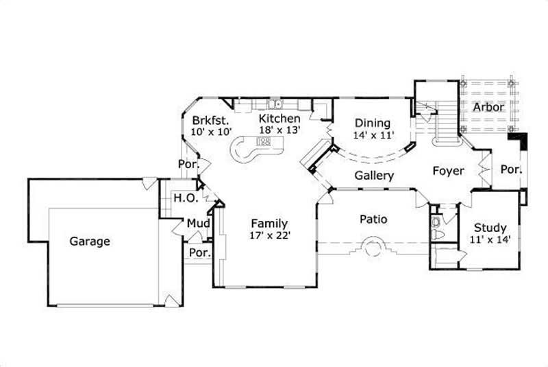 Floor Plan First Story of Luxury Plan #156-2303