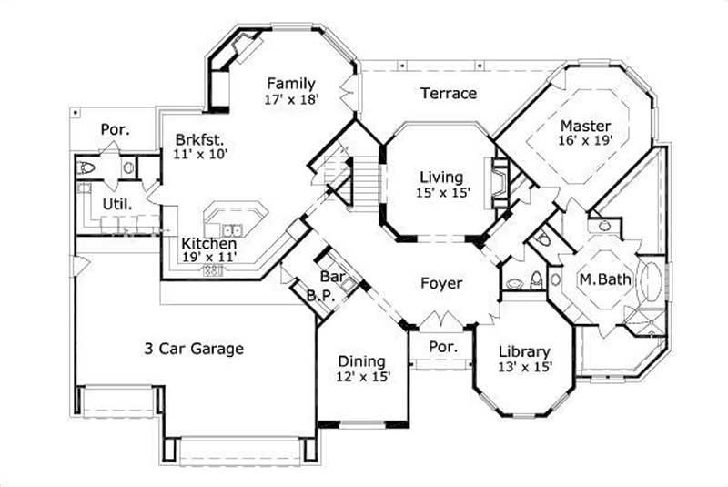 Floor Plan First Story of Luxury Plan #156-2304