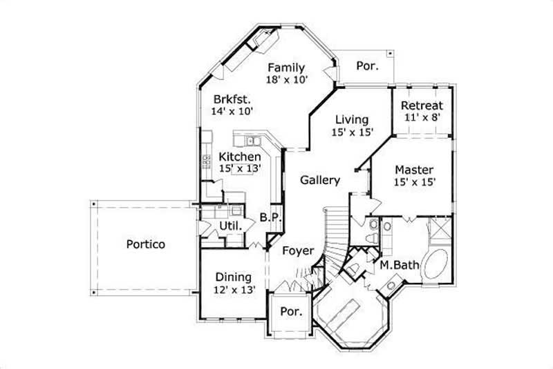 Floor Plan First Story of Luxury Plan #156-2310