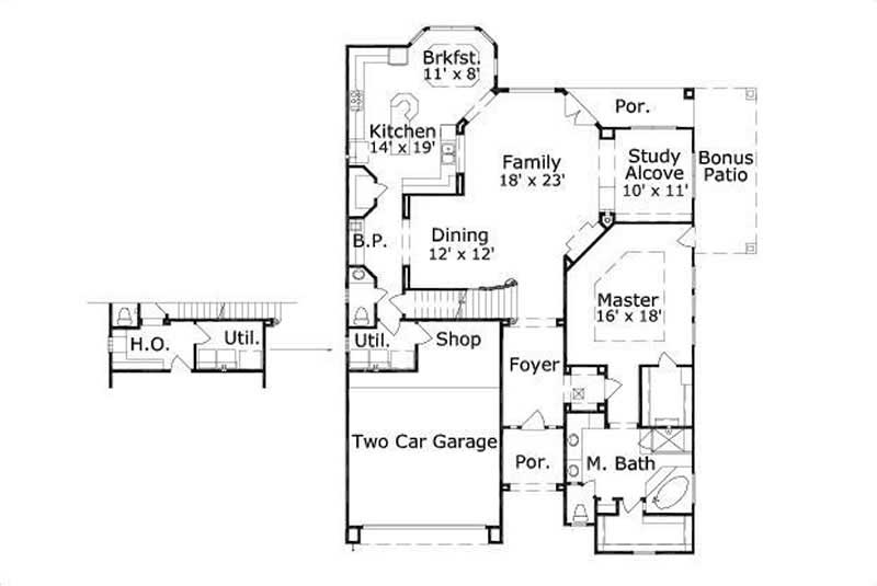 Floor Plan First Story of Traditional Plan #156-2311