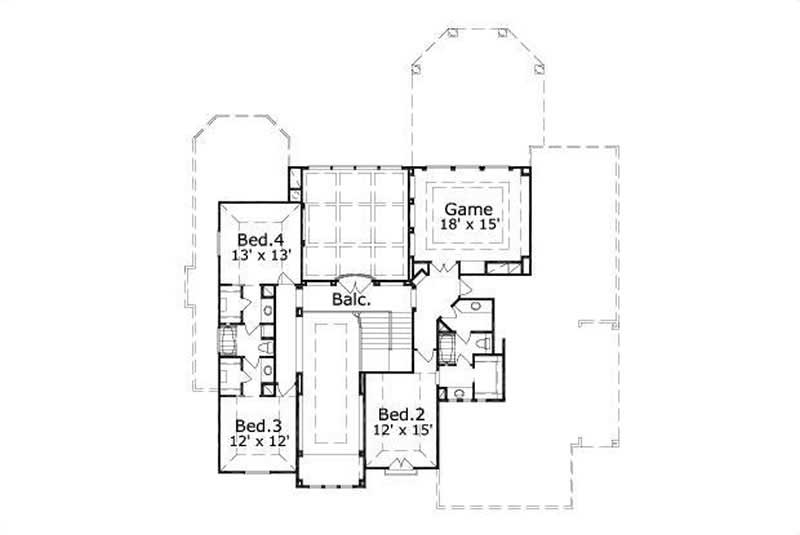 Floor Plan Second Story of Mediterranean Plan #156-2312