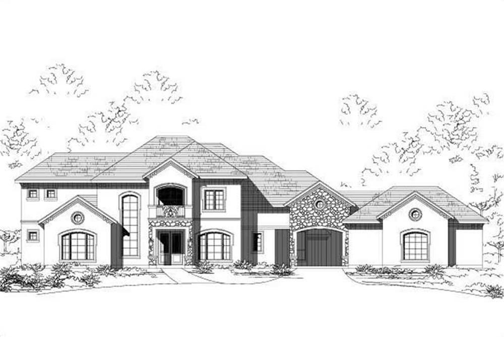 Front elevation of Tuscan home (ThePlanCollection: House Plan #156-2315)