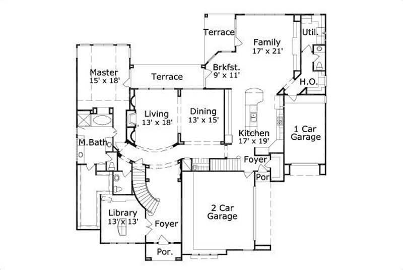 Floor Plan First Story of Luxury Plan #156-2318