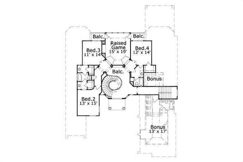 Floor Plan Second Story of Mediterranean Plan #156-2319