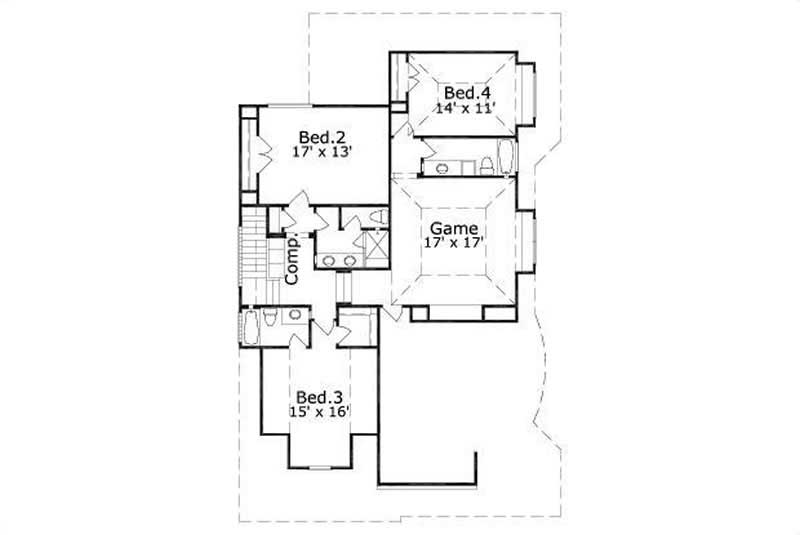 Floor Plan Second Story of Luxury Plan #156-2326