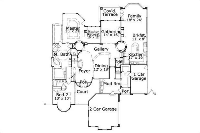 Floor Plan First Story of Luxury Plan #156-2334