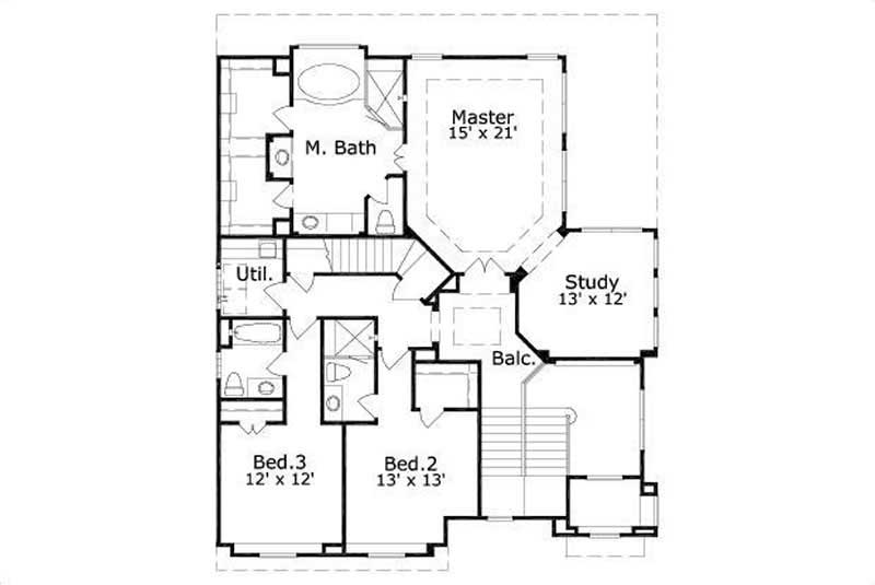 Floor Plan Second Story of Plan #156-2335