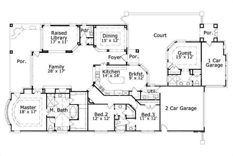Floor Plan First Story of Luxury Plan #156-2348