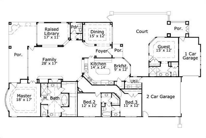 Floor Plan First Story of Mediterranean Plan #156-2349