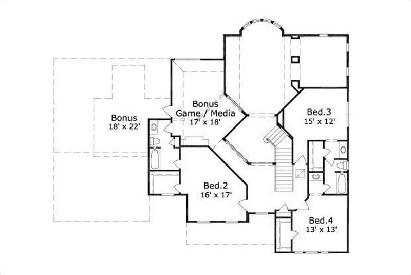 Floor Plan Second Story of Luxury Plan #156-2354