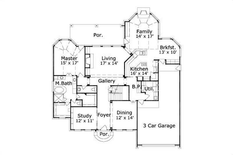 Floor Plan First Story of Luxury Plan #156-2357