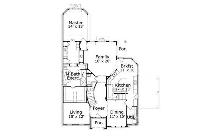 Floor Plan First Story of Luxury Plan #156-2363
