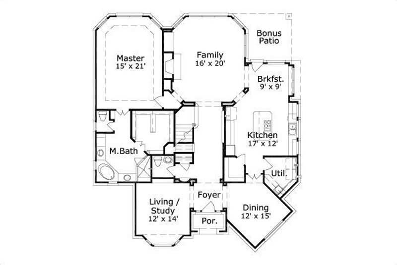 Floor Plan First Story of Luxury Plan #156-2373