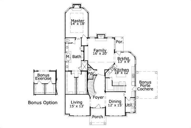 Floor Plan First Story of Colonial Plan #156-2376