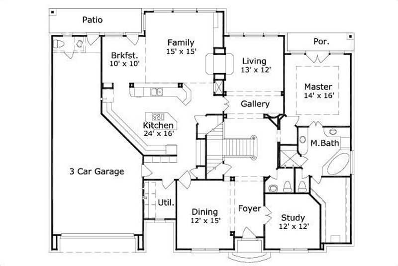 Floor Plan First Story of Luxury Plan #156-2381